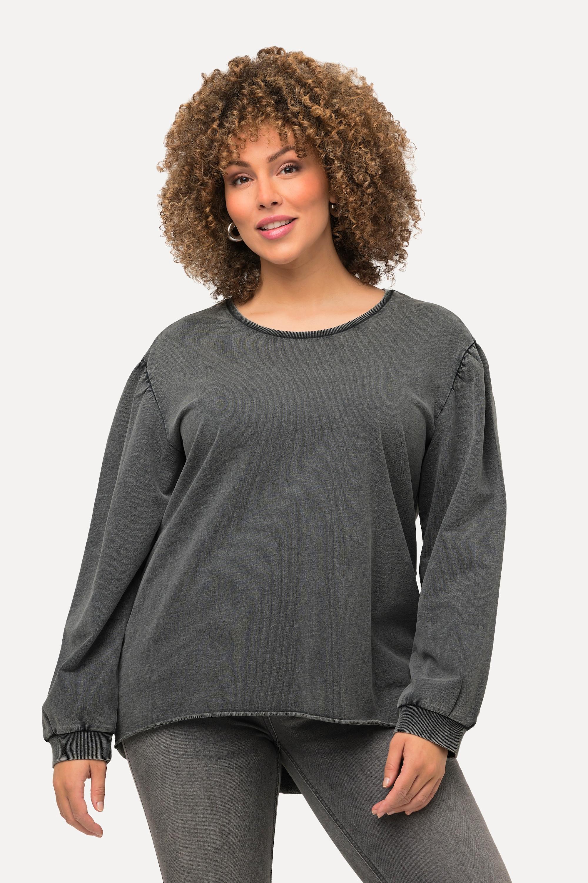 Ulla Popken  Sweat-shirt oversize à col rond et manches longues 