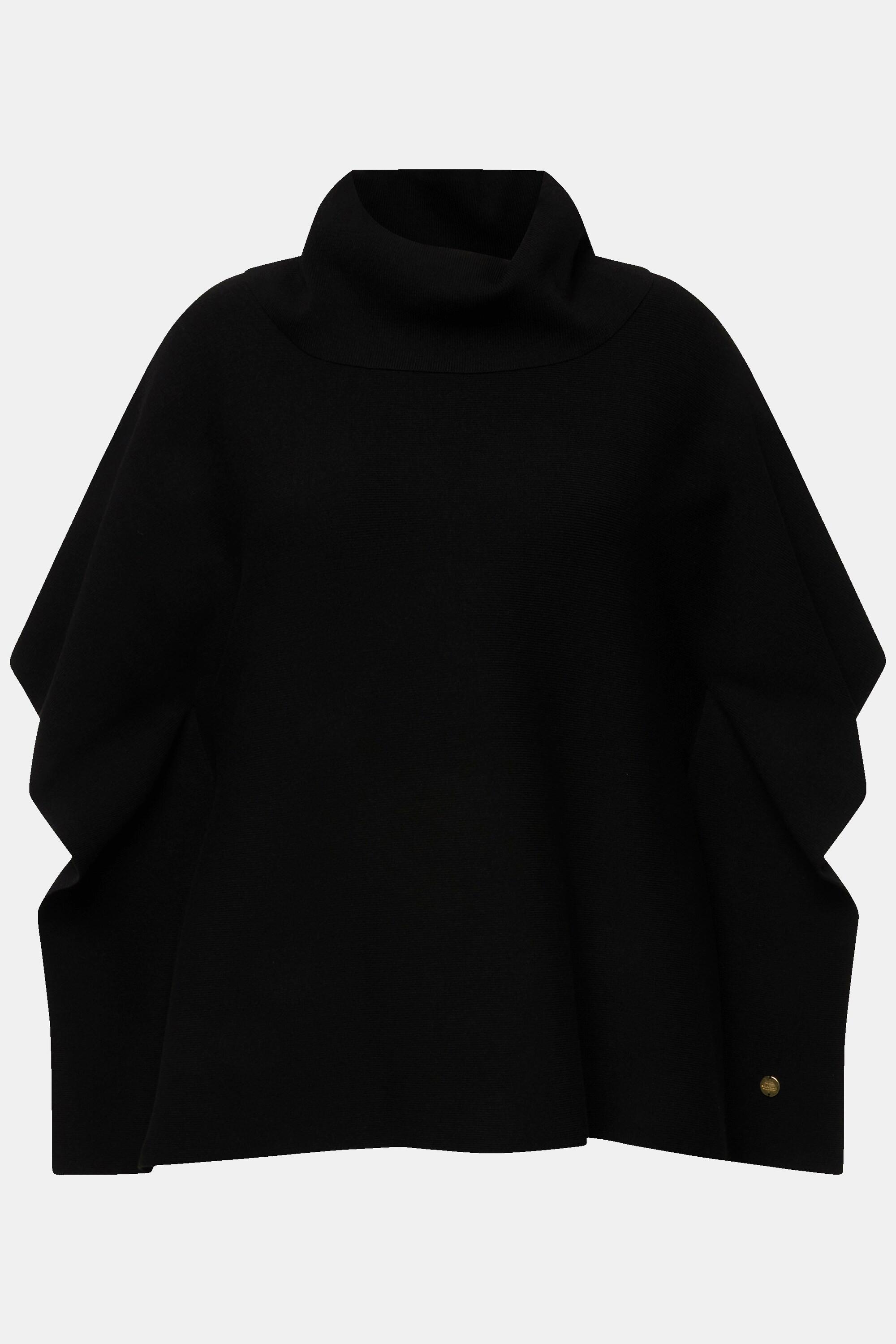 Ulla Popken  Poncho-Pullover, Oversized, Rollkragen, ärmellos 