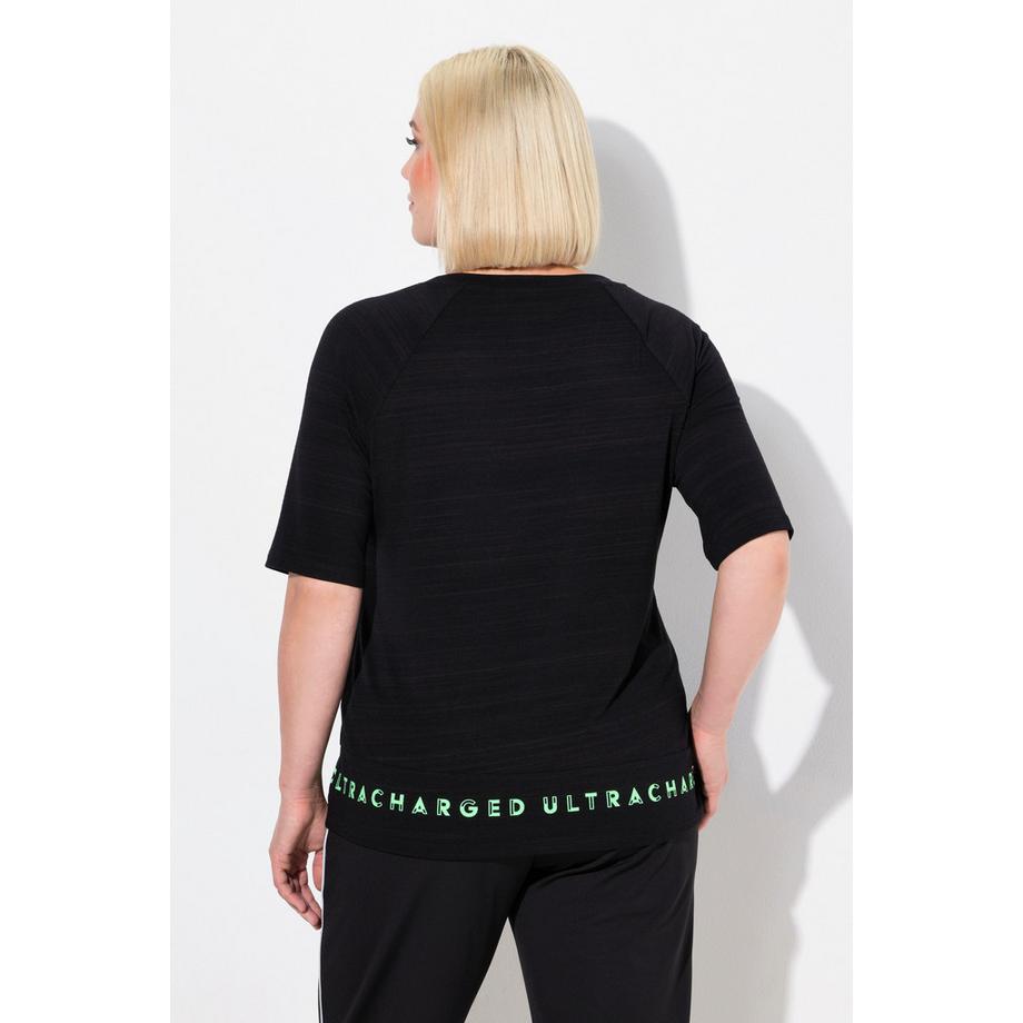 Ulla Popken T-shirt Classic Girocollo Mezza Manica con Scritta sull'Orlo  