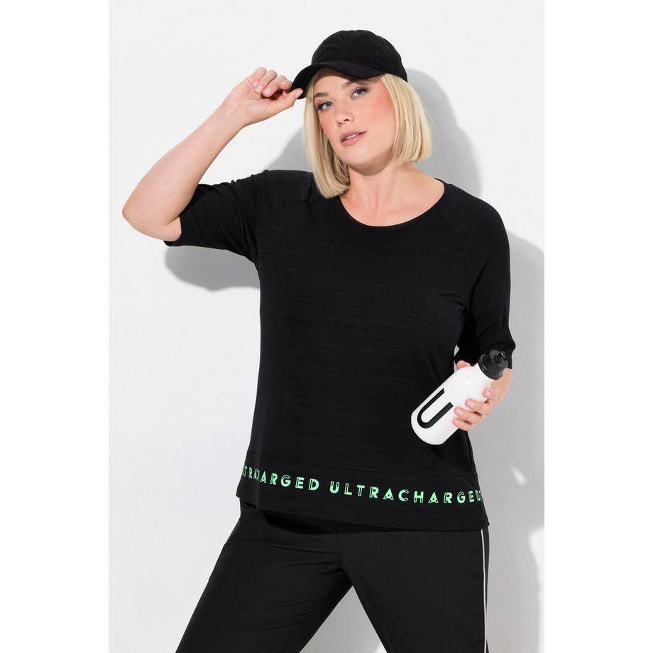 Ulla Popken T-shirt Classic Girocollo Mezza Manica con Scritta sull'Orlo  