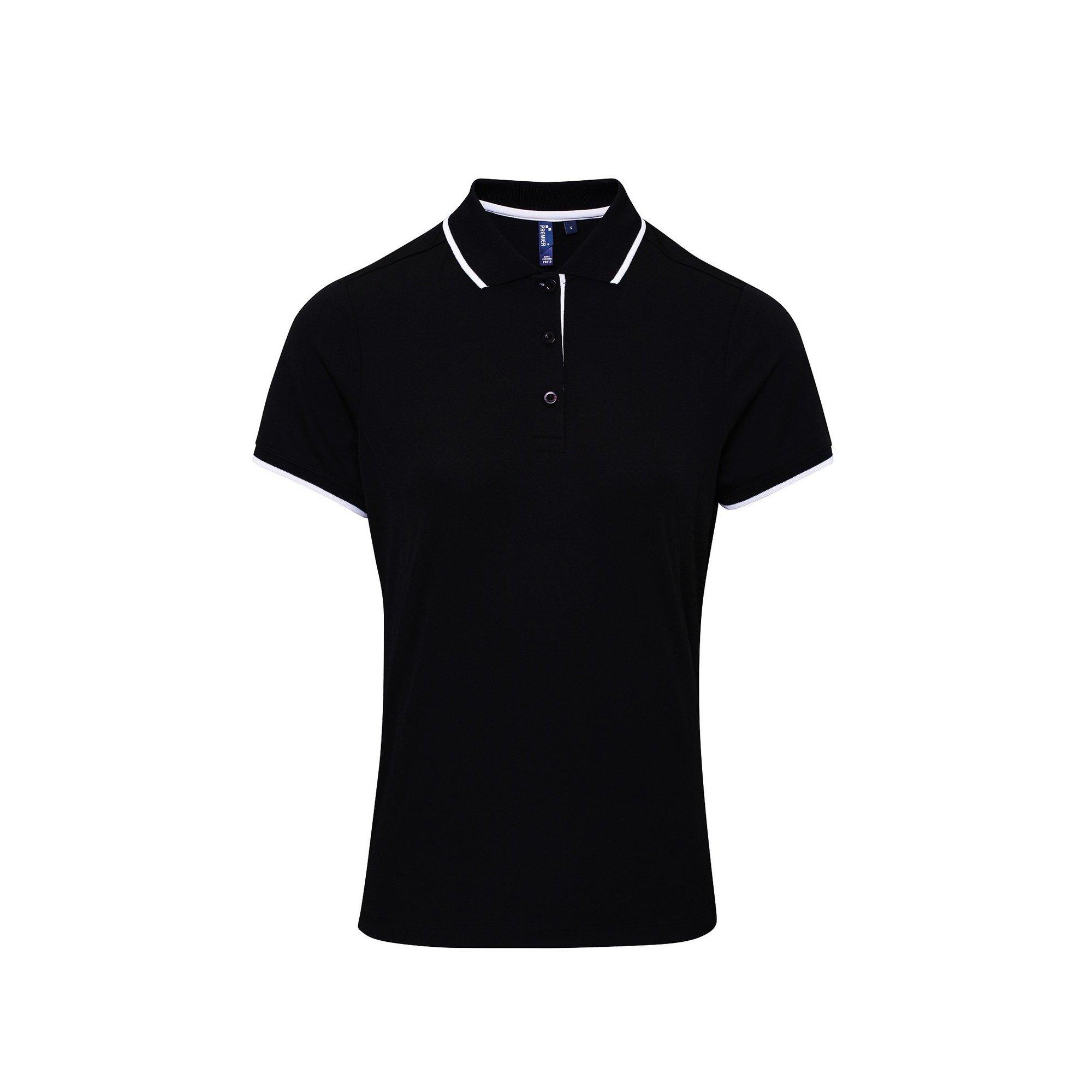 Image of Kontrast Coolkaro Polo Shirt Damen Schwarz XXL