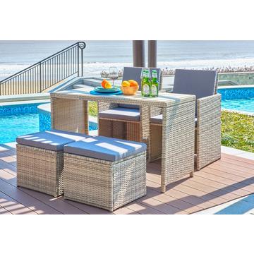 Dinette da giardino Dreflic grigio naturale (5 pezzi)