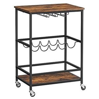 Pricenet Platzsparender Barwagen mit Weinglas- und Flaschenhaltern  