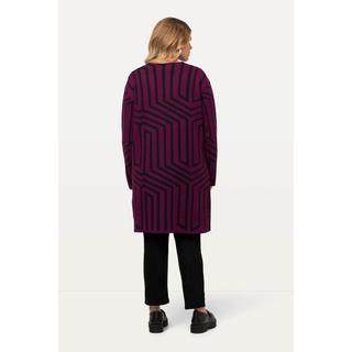 Ulla Popken  Cardigan con design grafico, scollo a V e maniche lunghe 