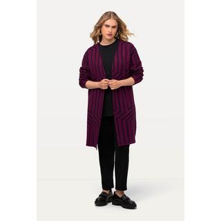 Ulla Popken  Cardigan con design grafico, scollo a V e maniche lunghe 