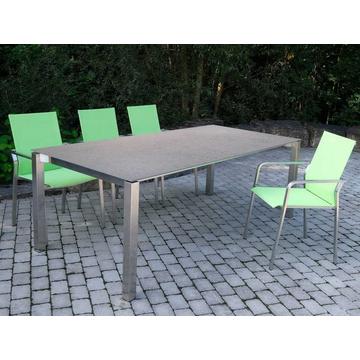 Table de jardin Nevio 20 gris moucheté 150-210x90