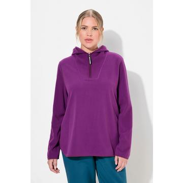 Pullover polo dal taglio corto e oversize con cappuccio, maniche lunghe e materiale riciclato