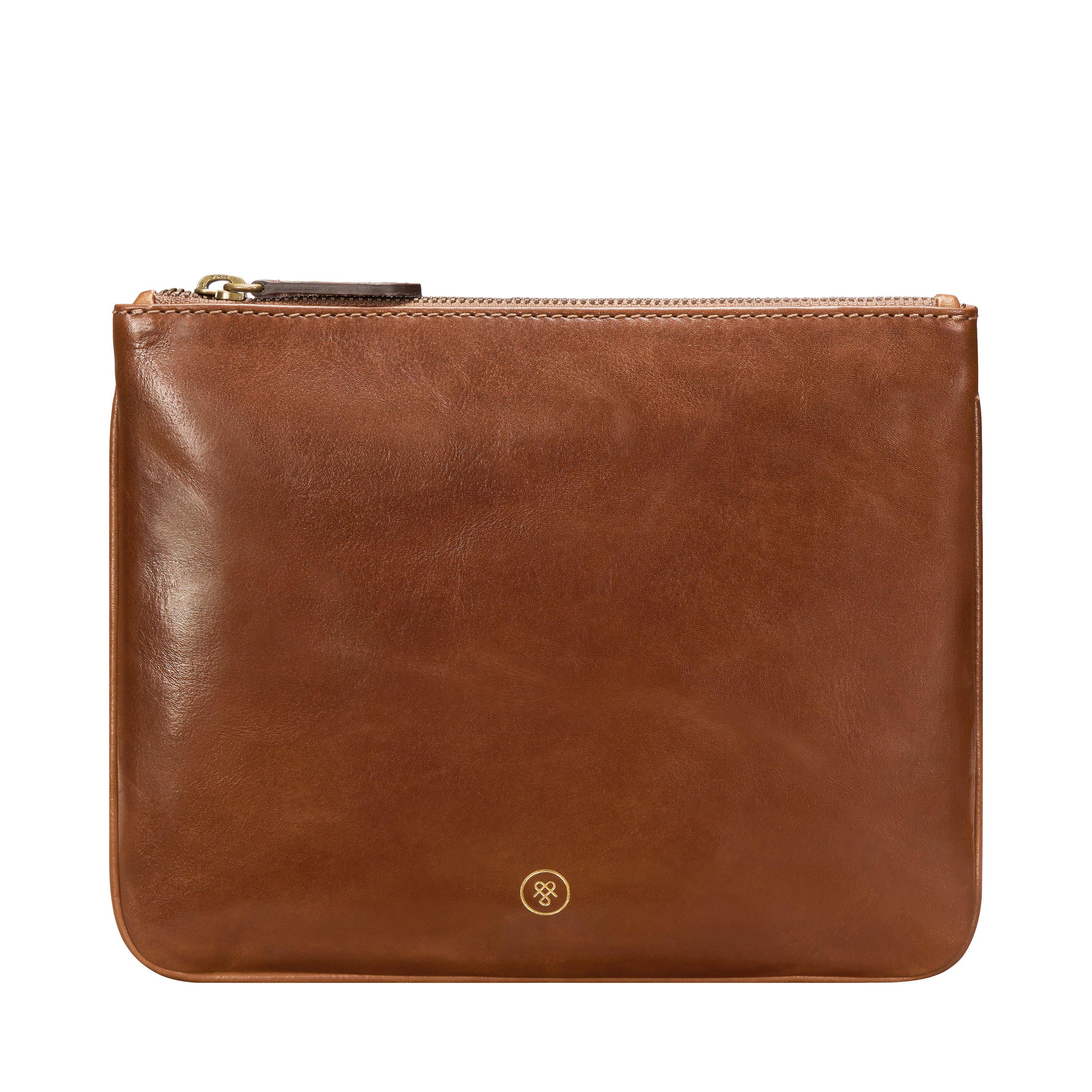 Image of Zeta - Schmale Leder Kosmetiktasche Unisex Tan ONE SIZE