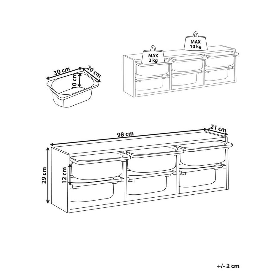 Beliani Wandregal mit Aufbewahrungsboxen aus Faserplatte Modern TOBIN  
