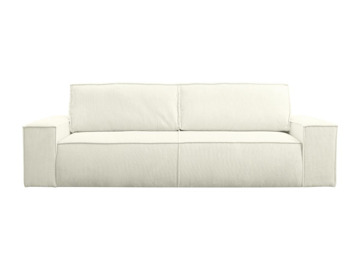 PASCAL MORABITO Canapé 4 places convertible en velours côtelé blanc AMELIA  