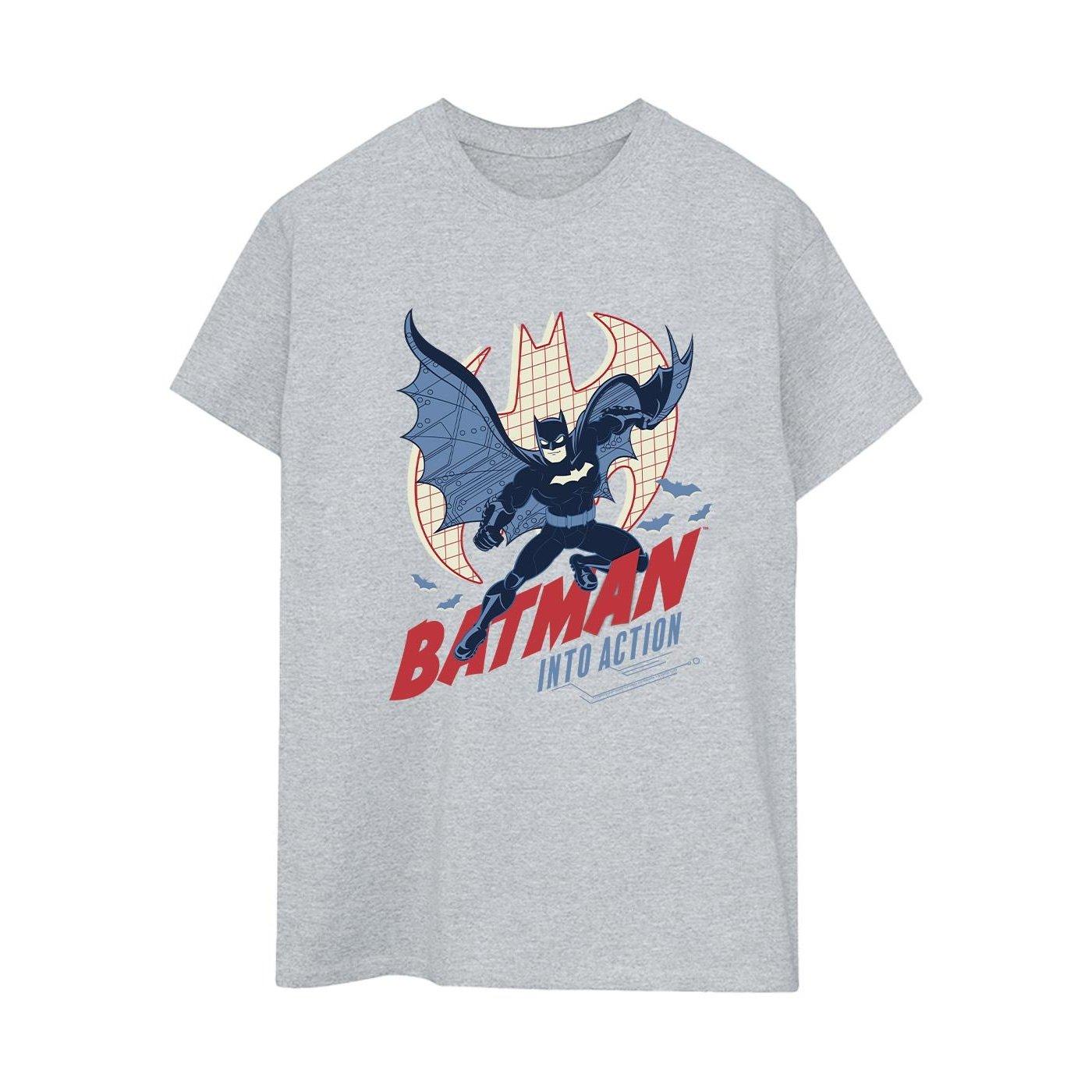 Image of Batman Into Action Tshirt Damen Grau XL