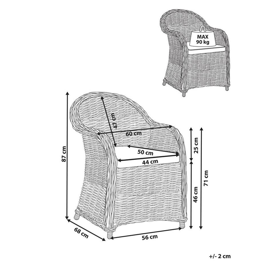 Beliani  Fauteuil de jardin en Rotin Méditerranéen SUSUA II 