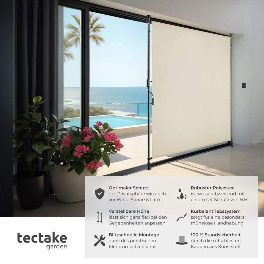 Tectake Klemmmarkise Taija verschiedene Größen UV-beständig und wasserabweisend  