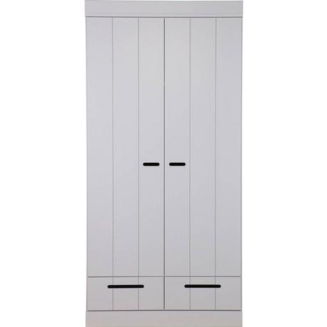 mutoni Armoire Connect 2 portes 2 tiroirs en béton de pin gris (FSC)  