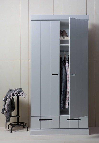 mutoni Armoire Connect 2 portes 2 tiroirs en béton de pin gris (FSC)  