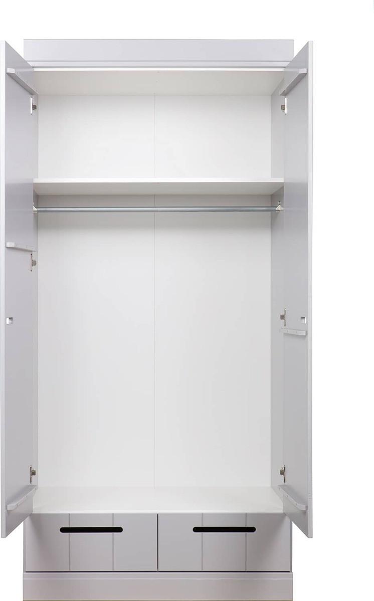 mutoni Armoire Connect 2 portes 2 tiroirs pin FSC gris béton  