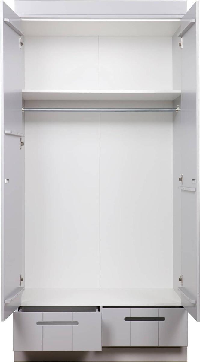 mutoni Armoire Connect 2 portes 2 tiroirs pin FSC gris béton  