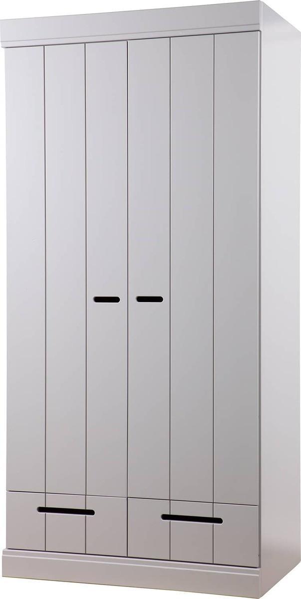 mutoni Armoire Connect 2 portes 2 tiroirs pin FSC gris béton  