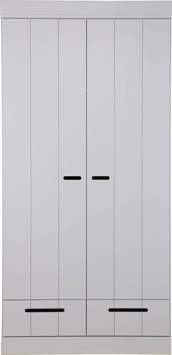 mutoni Armoire Connect 2 portes 2 tiroirs pin FSC gris béton  