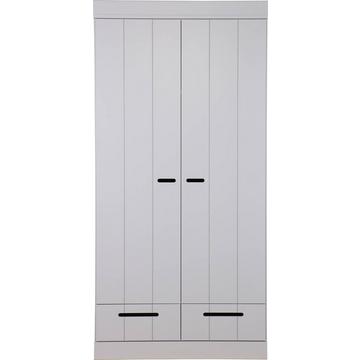 Armoire Connect 2 portes 2 tiroirs pin FSC gris béton