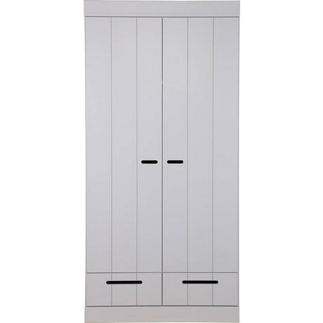 mutoni Armoire Connect 2 portes 2 tiroirs pin FSC gris béton  