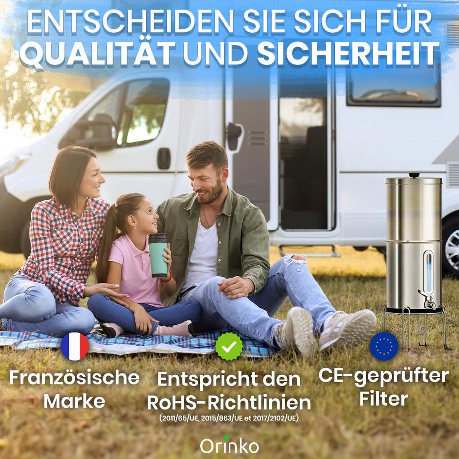 Orinko  Wasserspender mit Schwerkraftfilter inkl. 2 Filter 