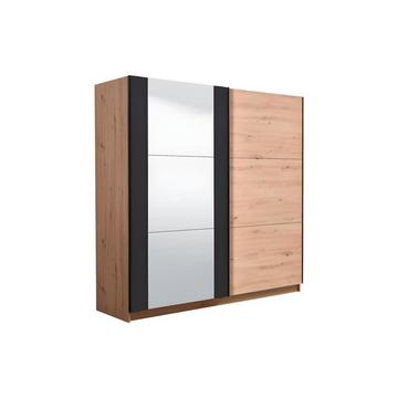 Armadio 2 ante scorrevoli con specchio 7 Rovere e Nero PHILADELPHIE