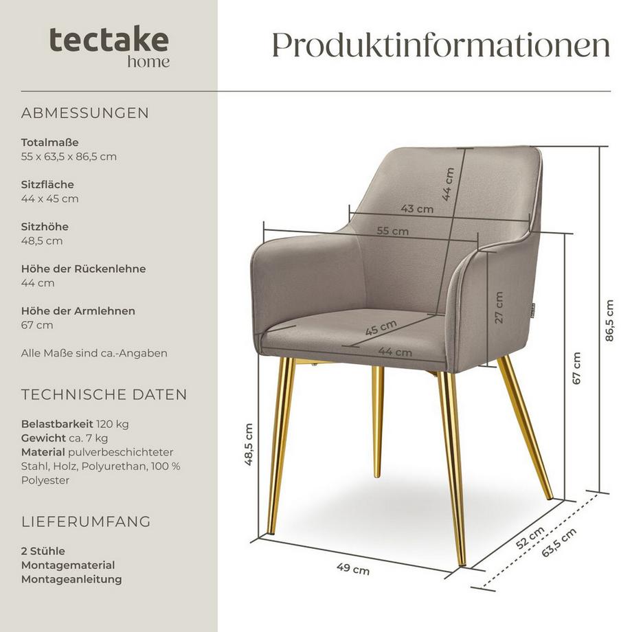 Tectake poltrona Avane in velluto,imbottito  