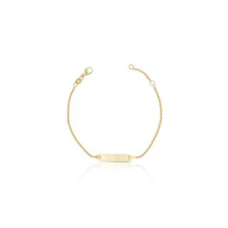 MUAU Schmuck  Bébé Bracelet Zopf Gelbgold 750, 16cm Gravurplatte 1.6cm 