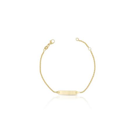 MUAU Schmuck  Bébé Bracelet Zopf Gelbgold 750, 16cm Gravurplatte 1.6cm 