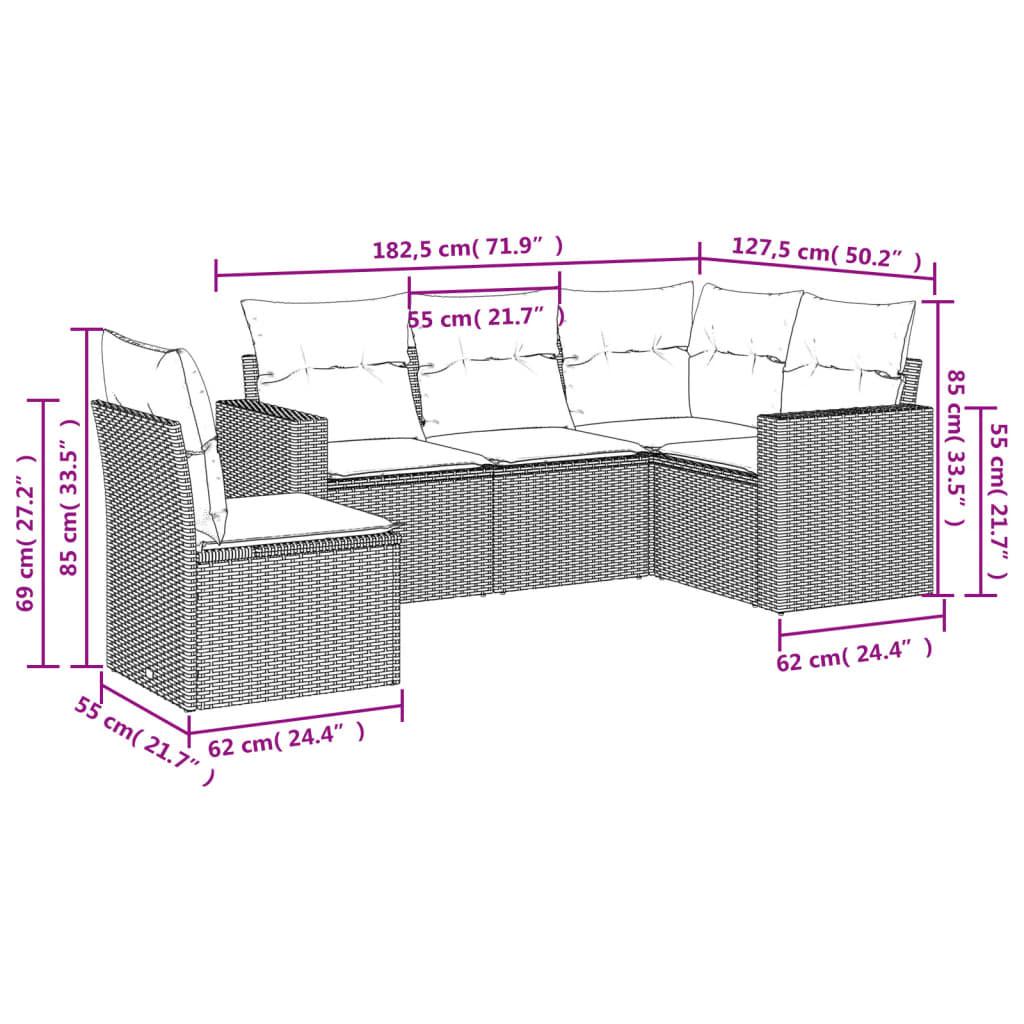 VidaXL set divano da giardino Polirattan  