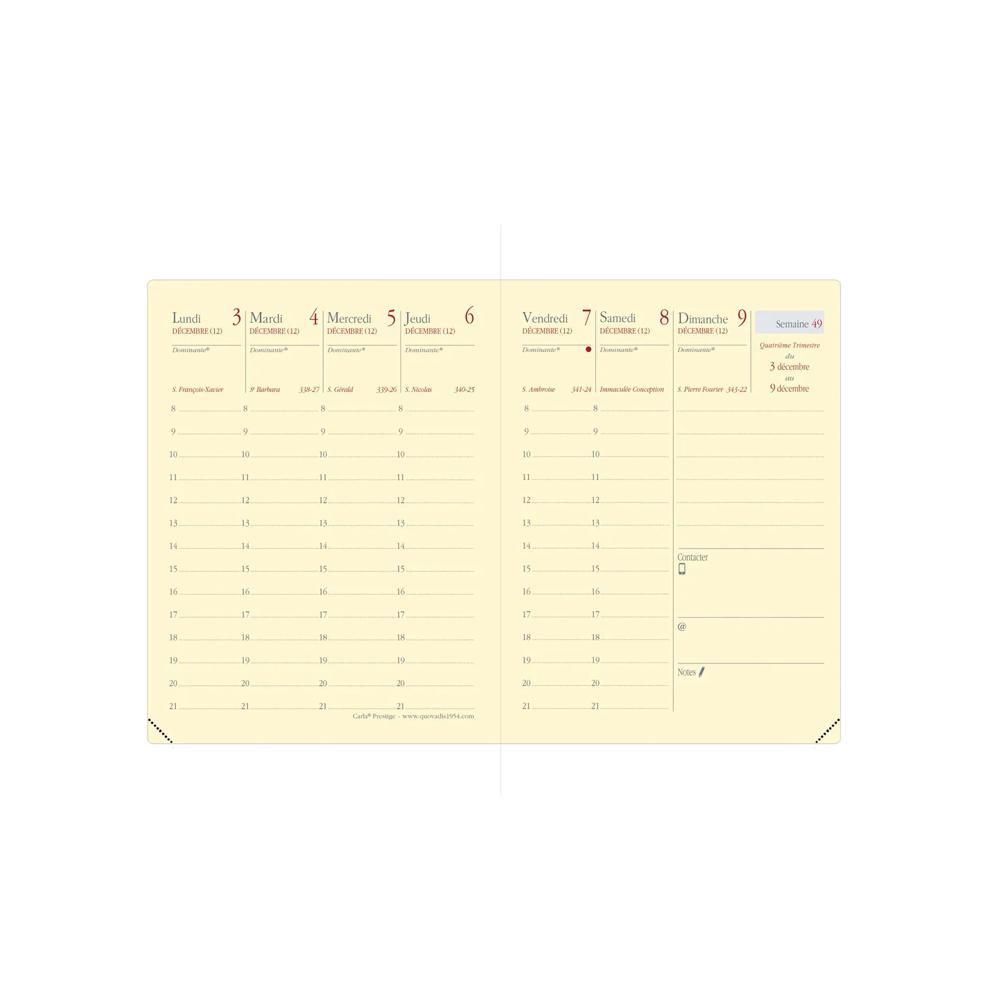 QUO-VADIS Quo Vadis - Einlagen Terminkalender - 2025 - Carla Prestige - Die Woche Planning - Französisch - Dez/Dez - 8x10,5 cm - Clairefontaine-Papier Elfenbein - Hergestellt in Frankreich  