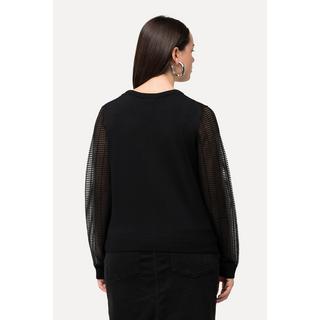 Ulla Popken  Pullover, Mesh, Feinstrick, Rundhals, Langarm 