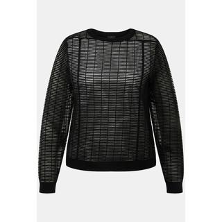 Ulla Popken  Maglione con mesh, maglia fine, scollo rotondo e maniche lunghe 