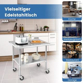 Northix Edelstahltisch Arbeitstisch Küchentisch Edelstahl Silbrig 91,5 x 61 x 88,5 cm  