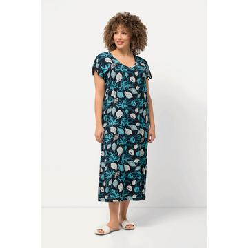 Robe en jersey à motif marin et décolleté en V. Sans manches