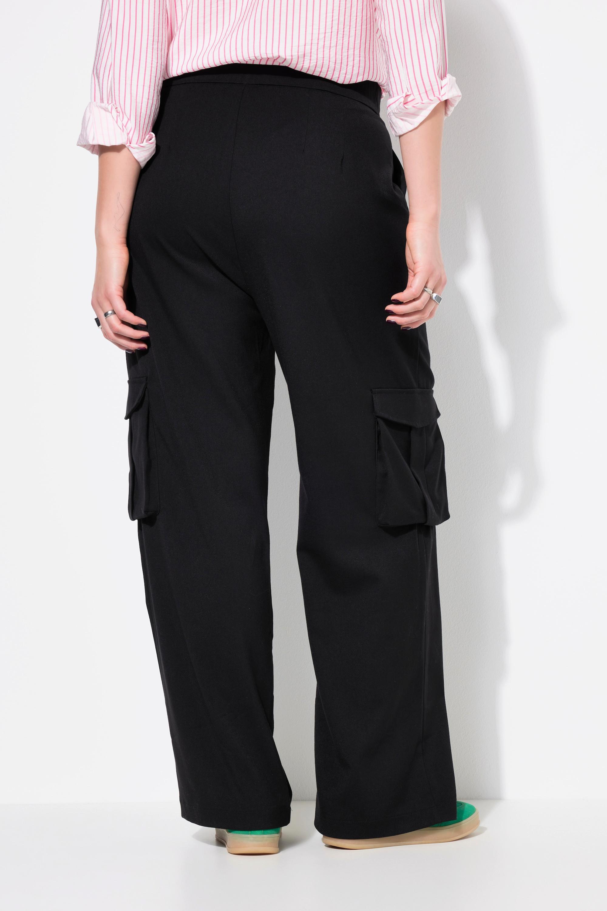 Studio Untold  Pantalon cargo taille haute et jambe large, taille partiellement élastique et poches cargo 