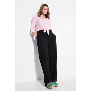 Studio Untold  Pantalon cargo taille haute et jambe large, taille partiellement élastique et poches cargo 