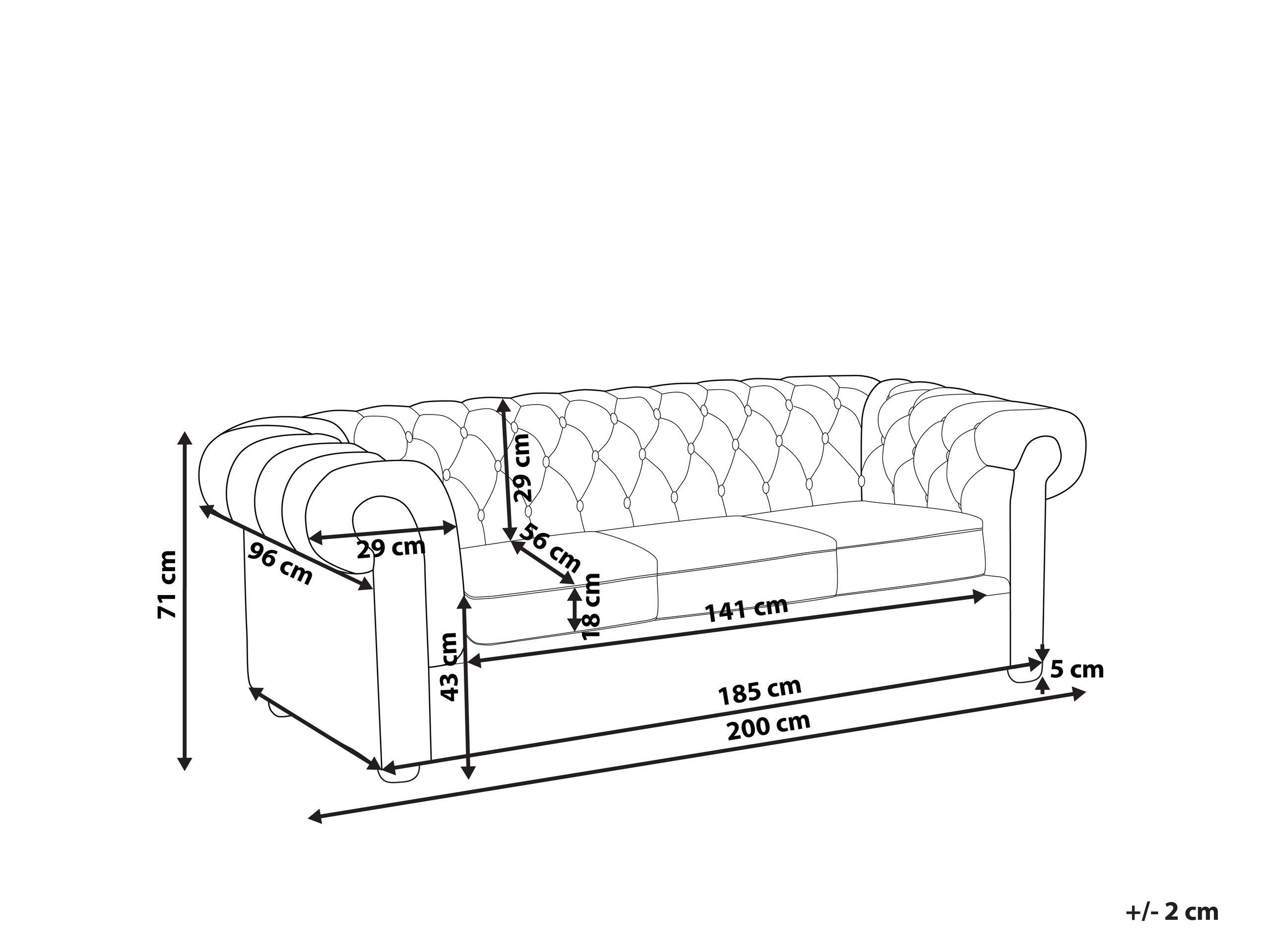 Beliani Divano 3 posti en Poliestere Glamour CHESTERFIELD  