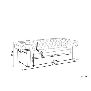 Beliani Canapé 3 places en Polyester Glamour CHESTERFIELD  