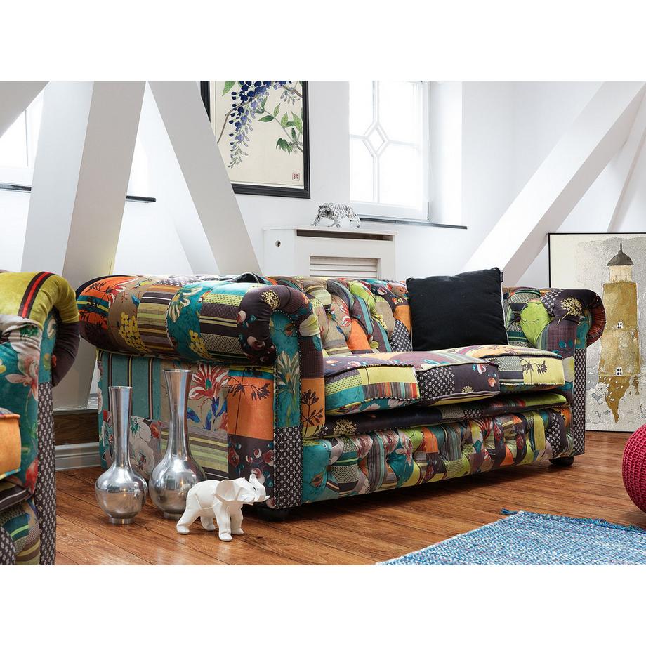 Beliani 3 Sitzer Sofa aus Stoff Glamourös CHESTERFIELD  