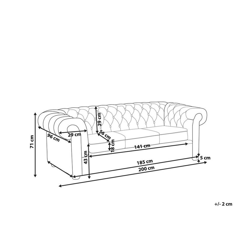 Beliani 3 Sitzer Sofa aus Stoff Glamourös CHESTERFIELD  