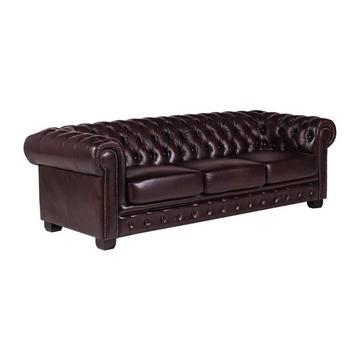 Divano chesterfield 100% pelle a pieno fiore ciliegia BRENTON