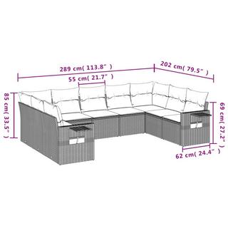 VidaXL Ensemble de canapés de jardin rotin synthétique  