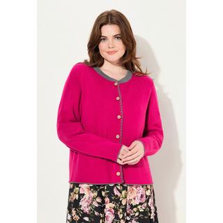 Ulla Popken  Cardigan con ricamo con cervo, colletto alto e bottoni in stile Tracht 