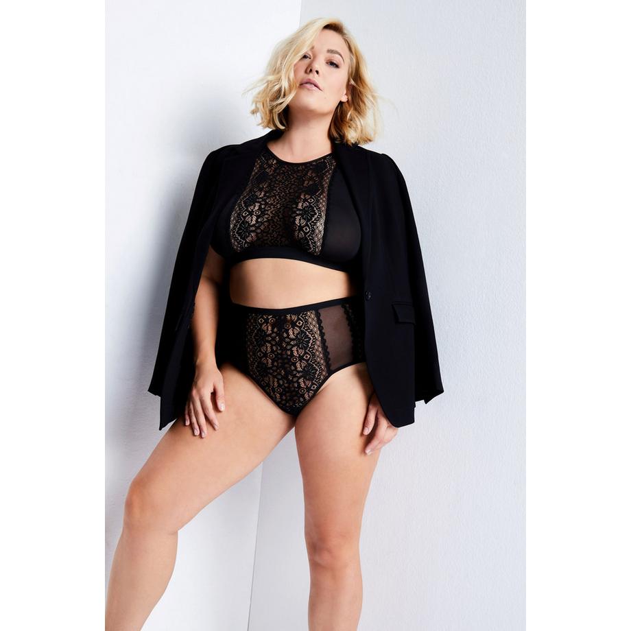 Ulla Popken String Ouvert Taille Haute Dentelle  