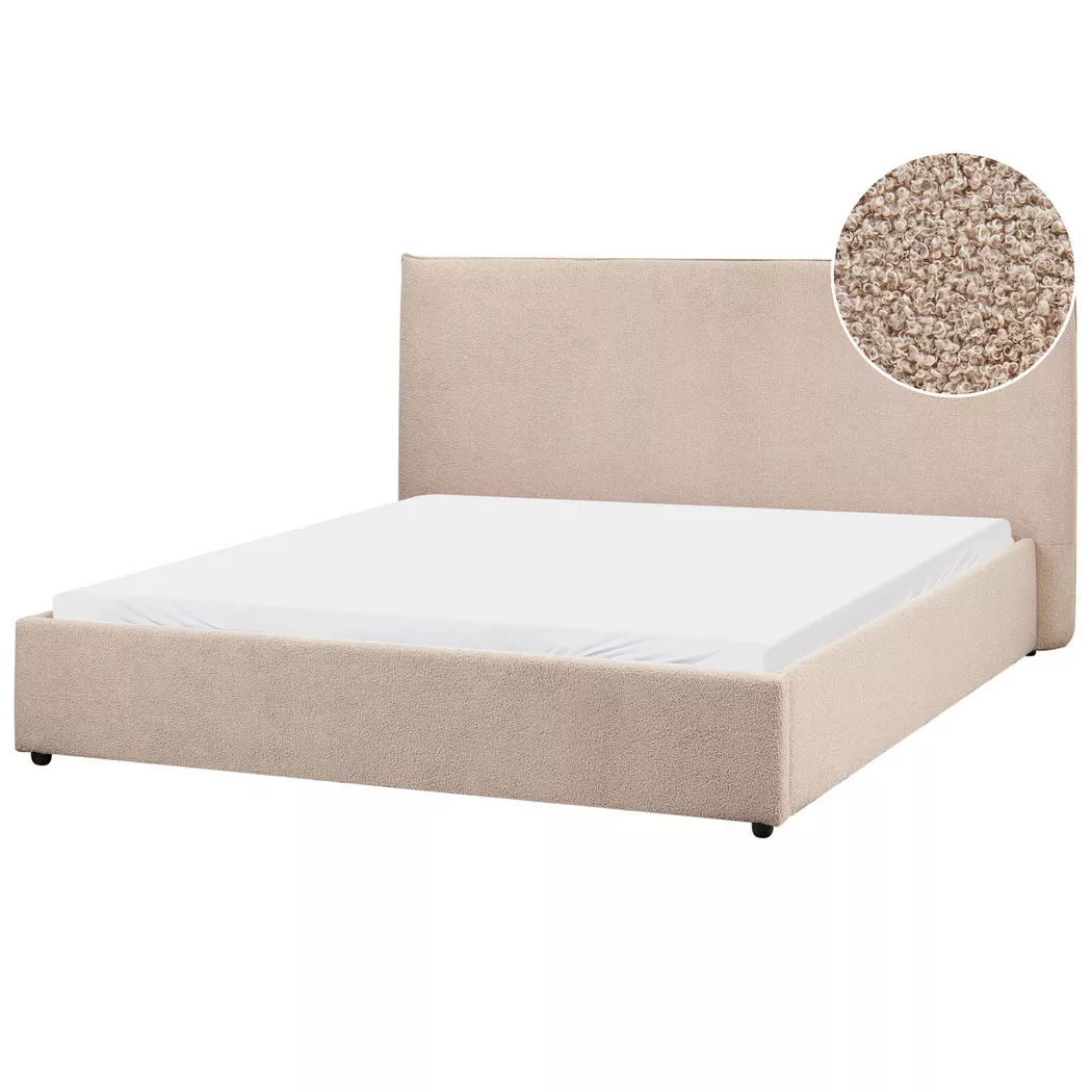 Beliani - Wasserbett aus Bouclé  LAVAUR, Taupe