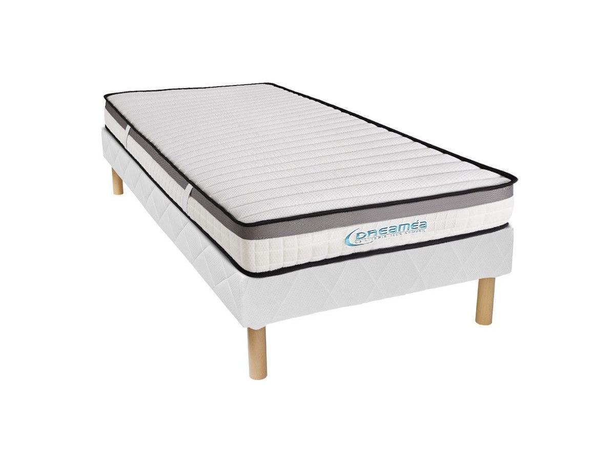 Vente-unique Ensemble 90 x 190 cm sommier + matelas mousse mémoire de forme ép.19cm - ORTHOMEMORY de DREAMEA  