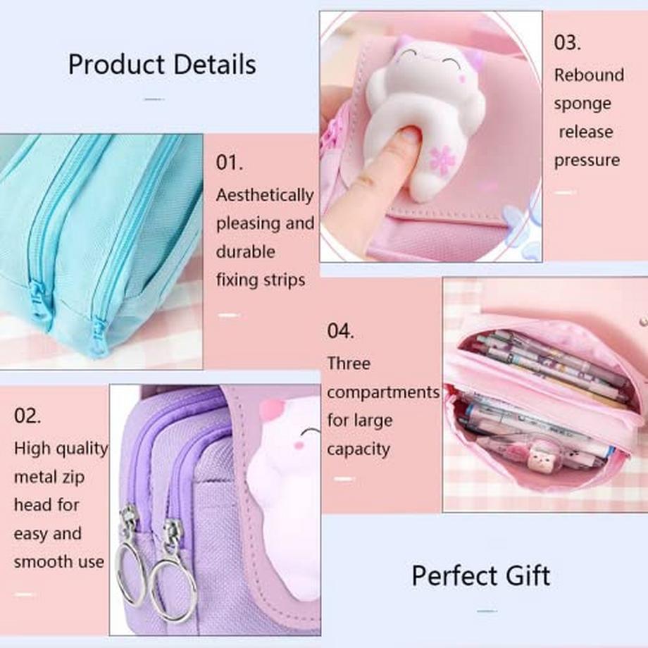 Only-bags.store Trousse à crayons avec 3 compartiments, trousse à crayons, boîte à crayons, sac à papeterie  