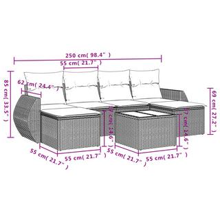 VidaXL Ensemble de canapés de jardin rotin synthétique  